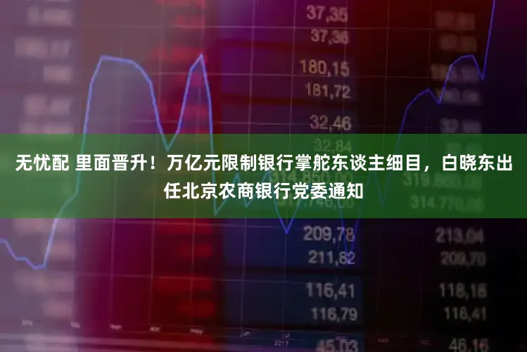 无忧配 里面晋升！万亿元限制银行掌舵东谈主细目，白晓东出任北京农商银行党委通知