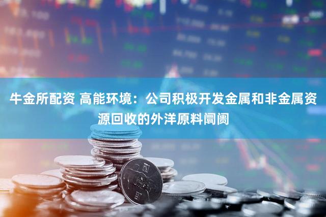 牛金所配资 高能环境：公司积极开发金属和非金属资源回收的外洋原料阛阓