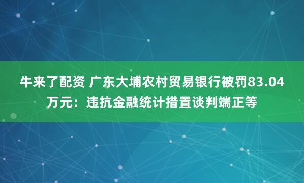 牛来了配资 广东大埔农村贸易银行被罚83.04万元：违抗金融统计措置谈判端正等